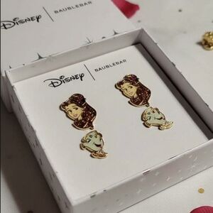 BaubleBar Disney Belle and Chip Earrings - Gold and Brown